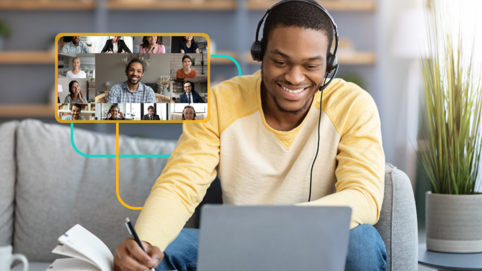 Smiling virtual medical assistant supporting a physician remotely via video call